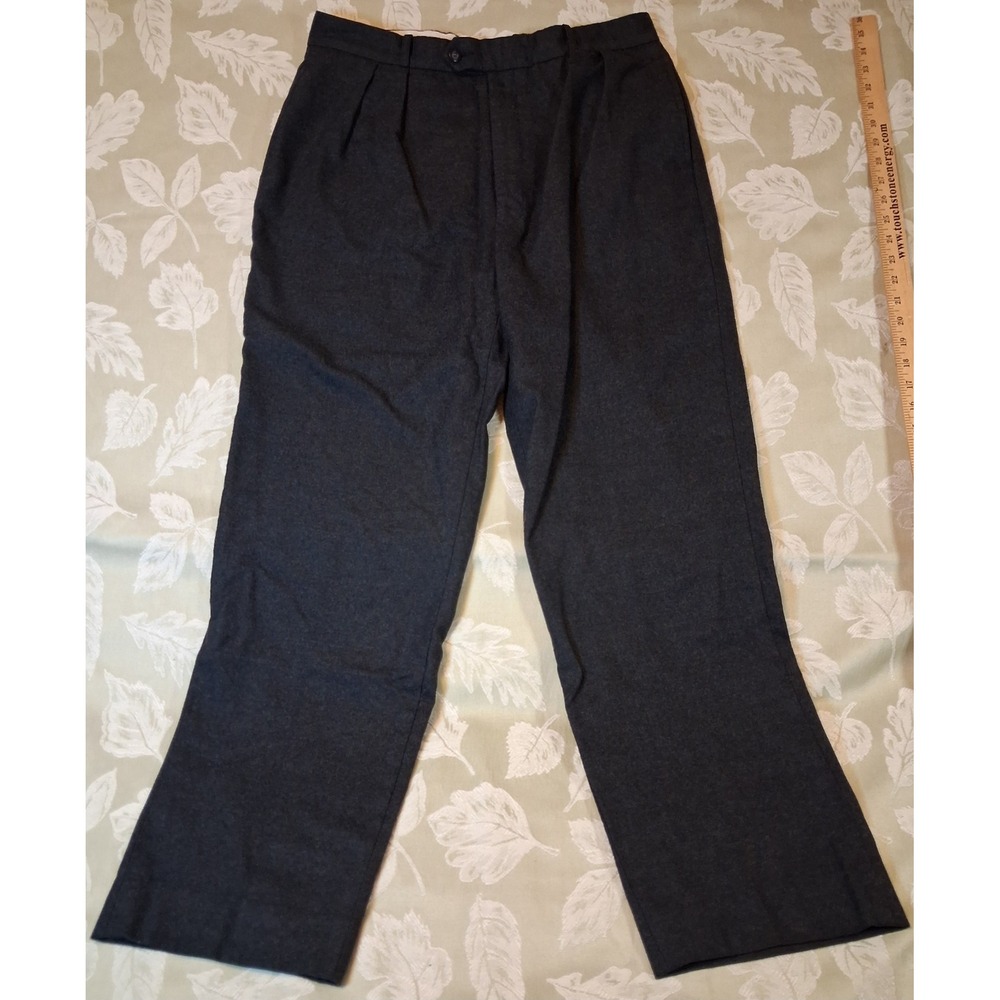 Hemisphere Vintage 100% Wool Pleated Trousers Charcoal Gray Mens 34x28 Hong Kong